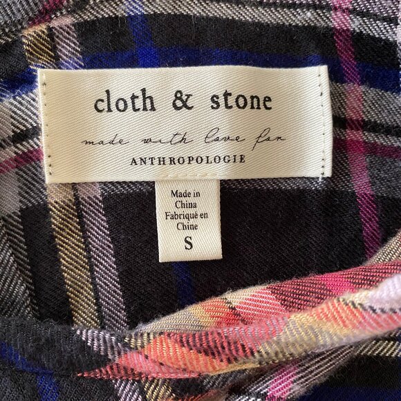 Anthropologie Cloth & Stone Mallory Plaid Blouse (Size: S) EUC - Picture 4 of 12